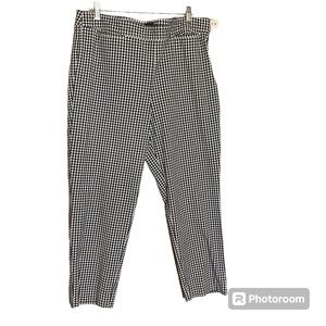 Talbots Chatham Ankle Pants Size 16 Gingham Check Plaid Cropped Black White